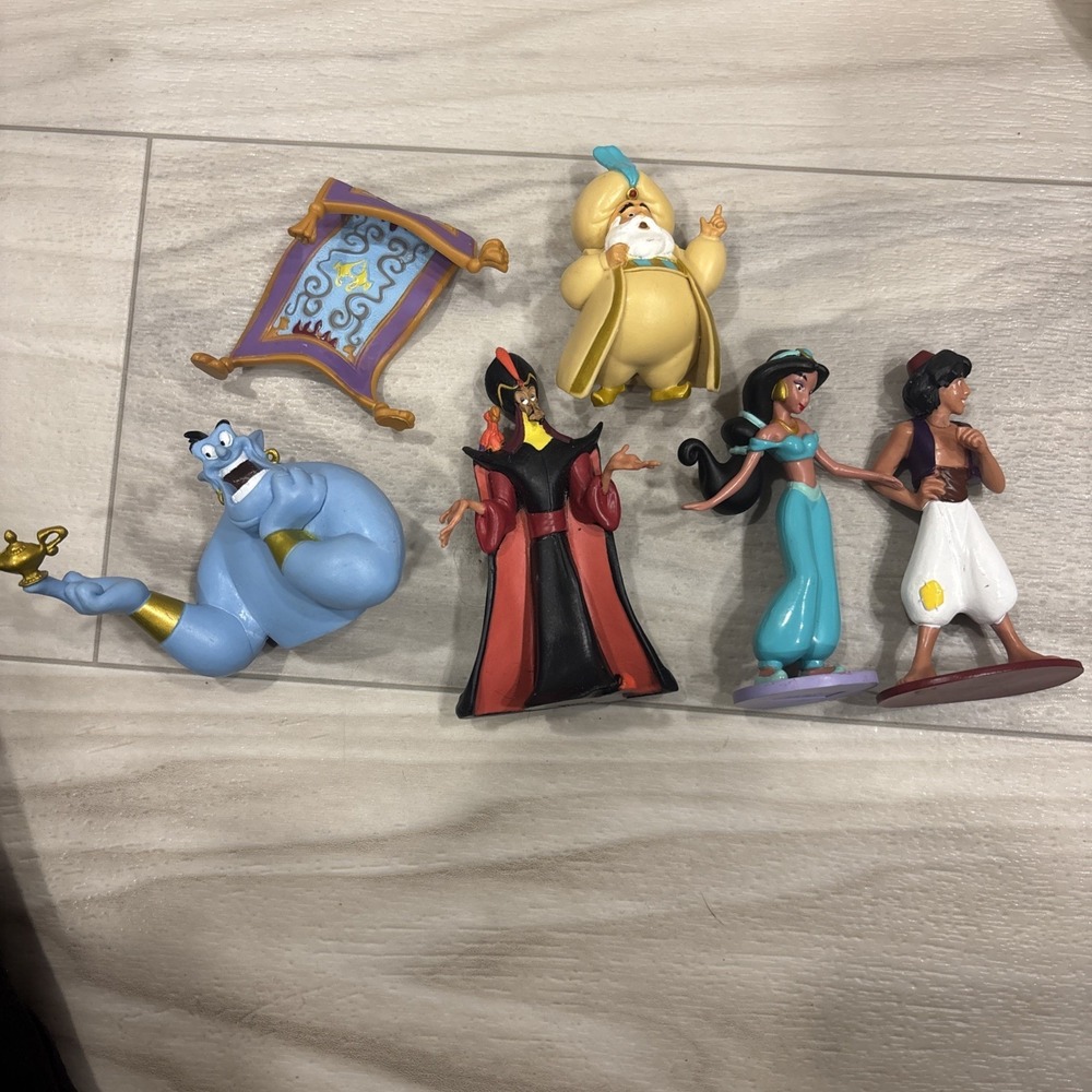 Disney Store Aladdin Figures Jasmine Genie PVC Cake Toppers